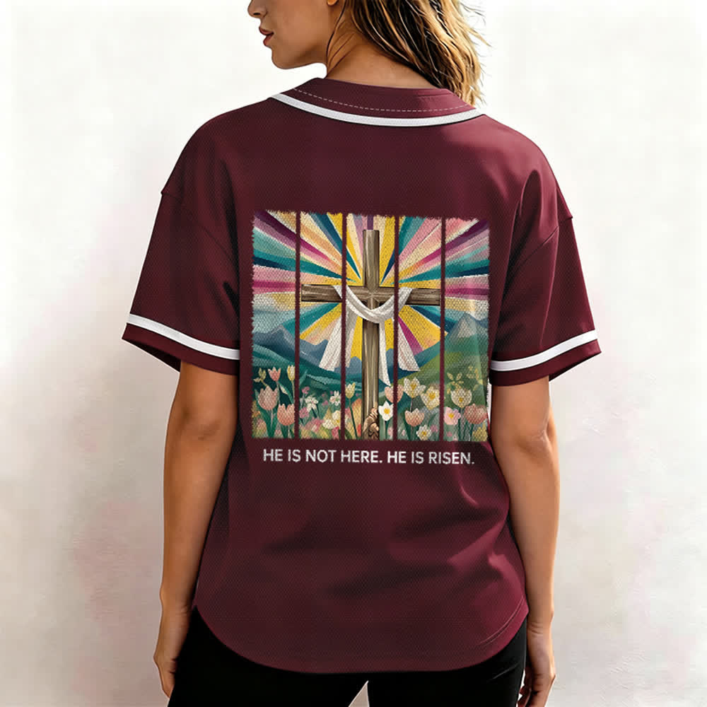 Christianartworkshop He Is Not Here He Is Risen Faith Unisex Baseball Jersey - image 33