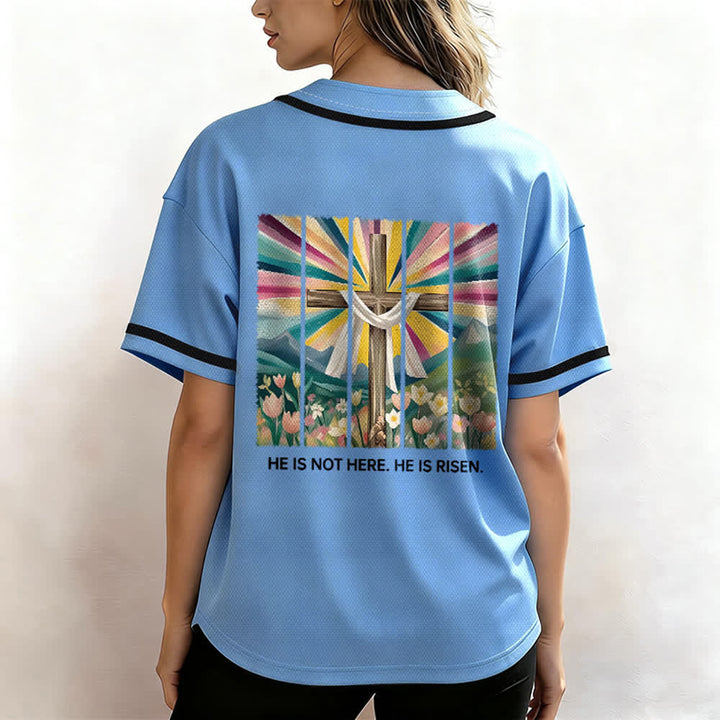Christianartworkshop He Is Not Here He Is Risen Faith Unisex Baseball Jersey - image 40