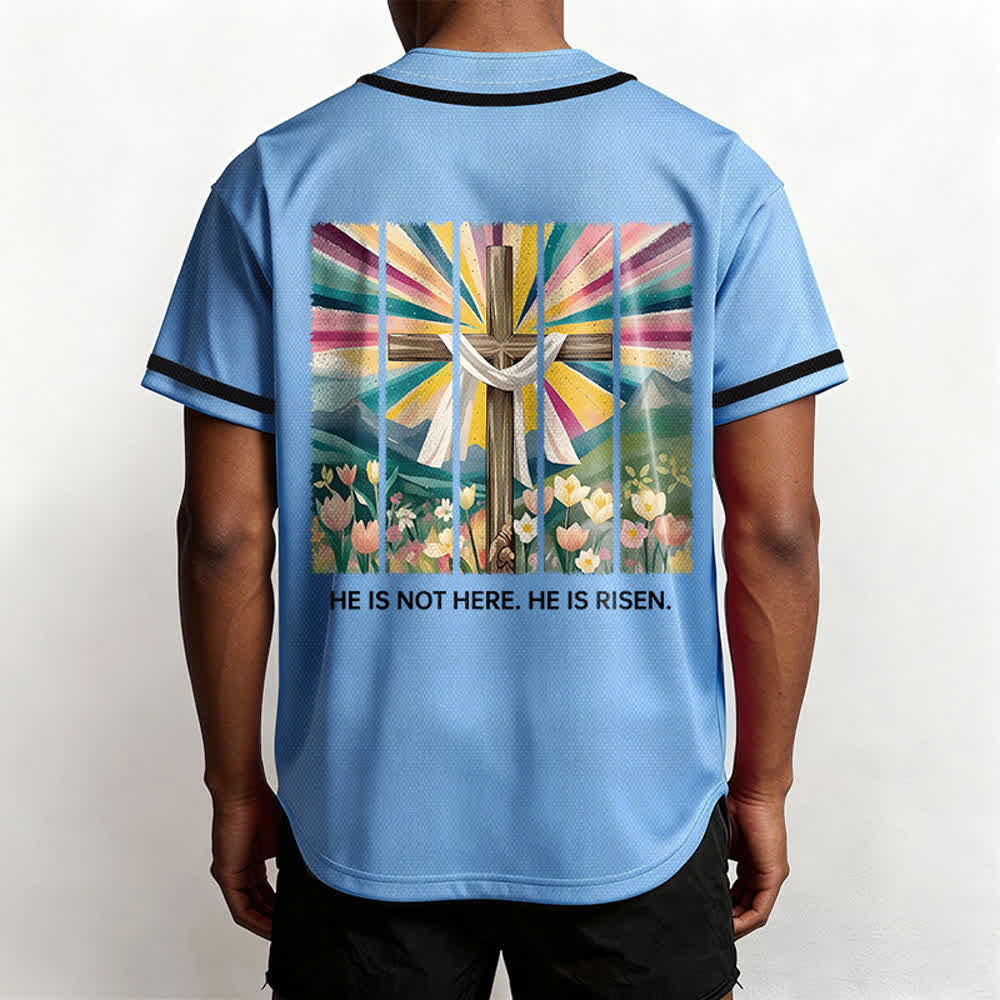 Christianartworkshop He Is Not Here He Is Risen Faith Unisex Baseball Jersey - image 38