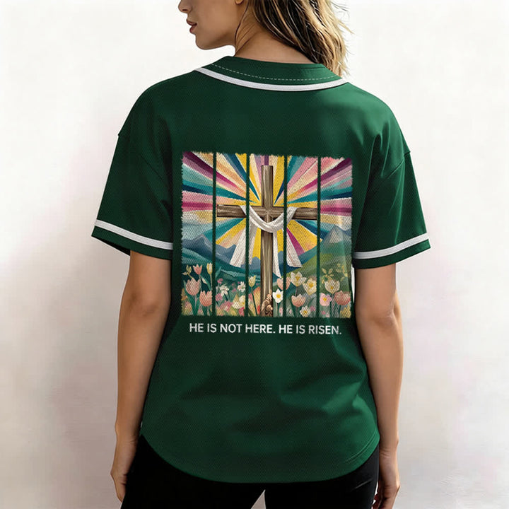 Christianartworkshop He Is Not Here He Is Risen Faith Unisex Baseball Jersey - image 47