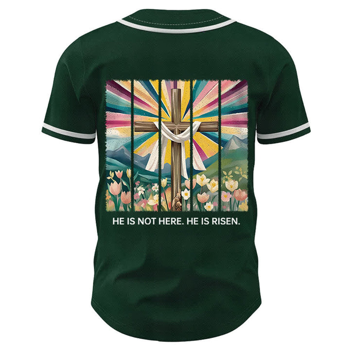 Christianartworkshop He Is Not Here He Is Risen Faith Unisex Baseball Jersey - image 43