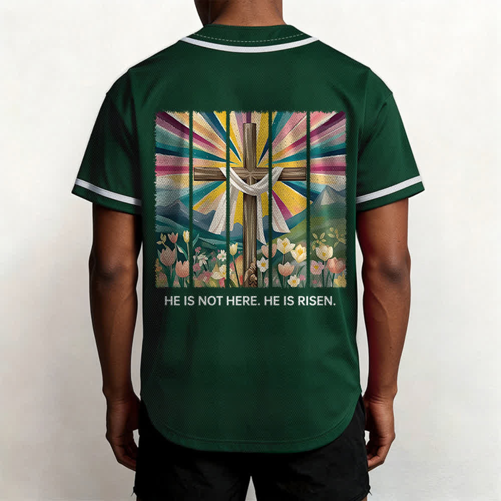 Christianartworkshop He Is Not Here He Is Risen Faith Unisex Baseball Jersey - image 45