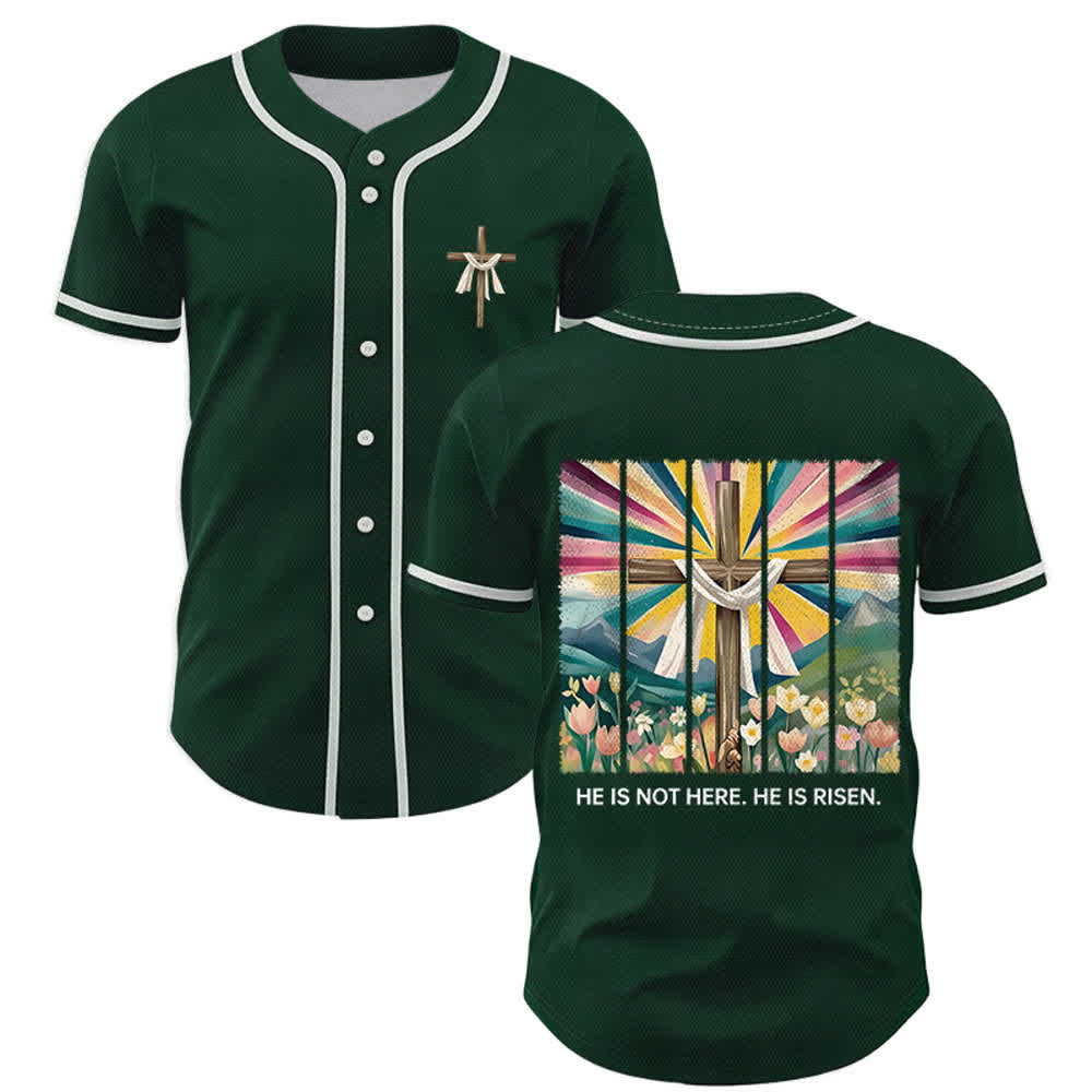 Christianartworkshop He Is Not Here He Is Risen Faith Unisex Baseball Jersey - Green - 5XL - image 42