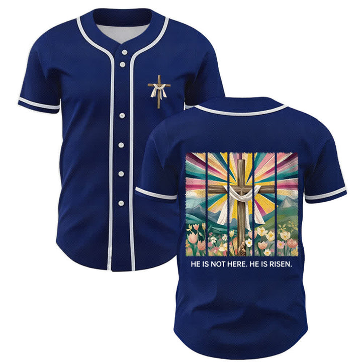 Christianartworkshop He Is Not Here He Is Risen Faith Unisex Baseball Jersey - Navy Blue - 5XL - image 49
