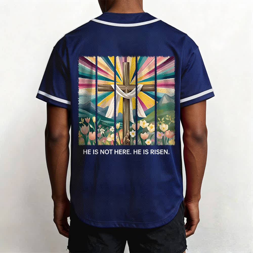 Christianartworkshop He Is Not Here He Is Risen Faith Unisex Baseball Jersey - image 52