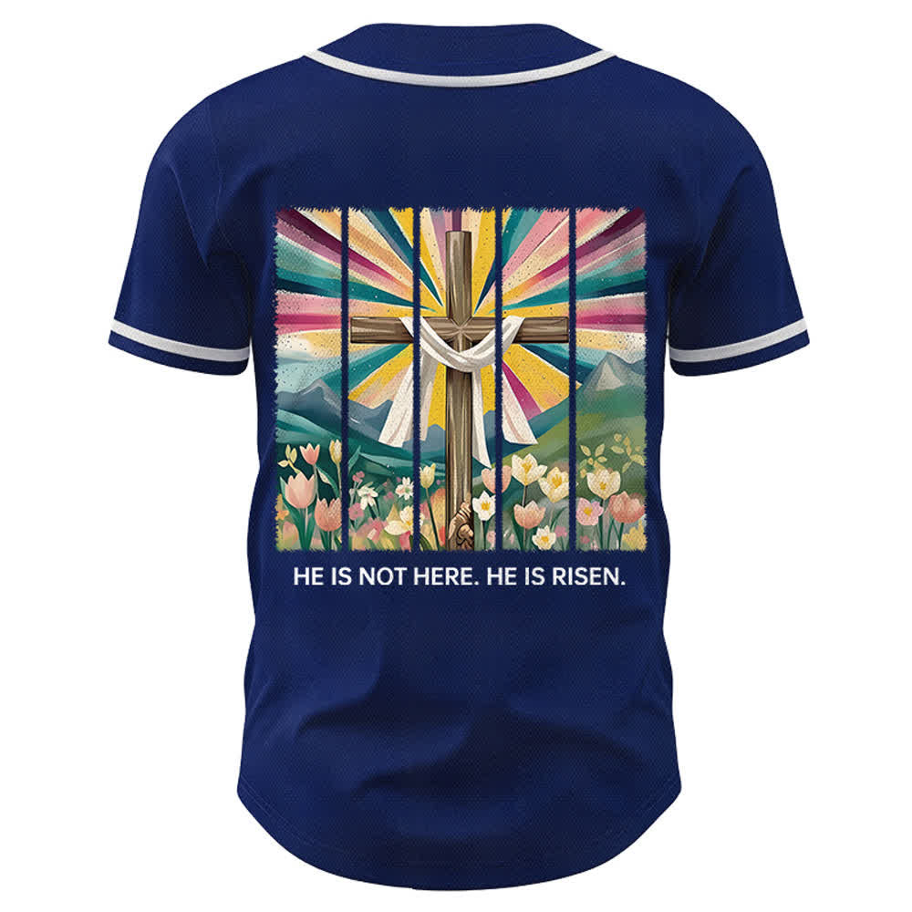 Christianartworkshop He Is Not Here He Is Risen Faith Unisex Baseball Jersey - image 50