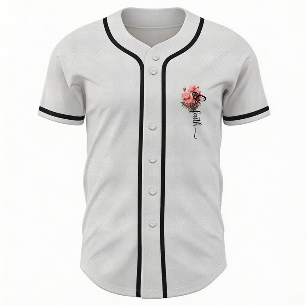 Christianartworkshop "Perhaps You Were Created For Such A Time As This" Esther 4:14 Peony Faith Print Button-Up Baseball Jersey - image 2