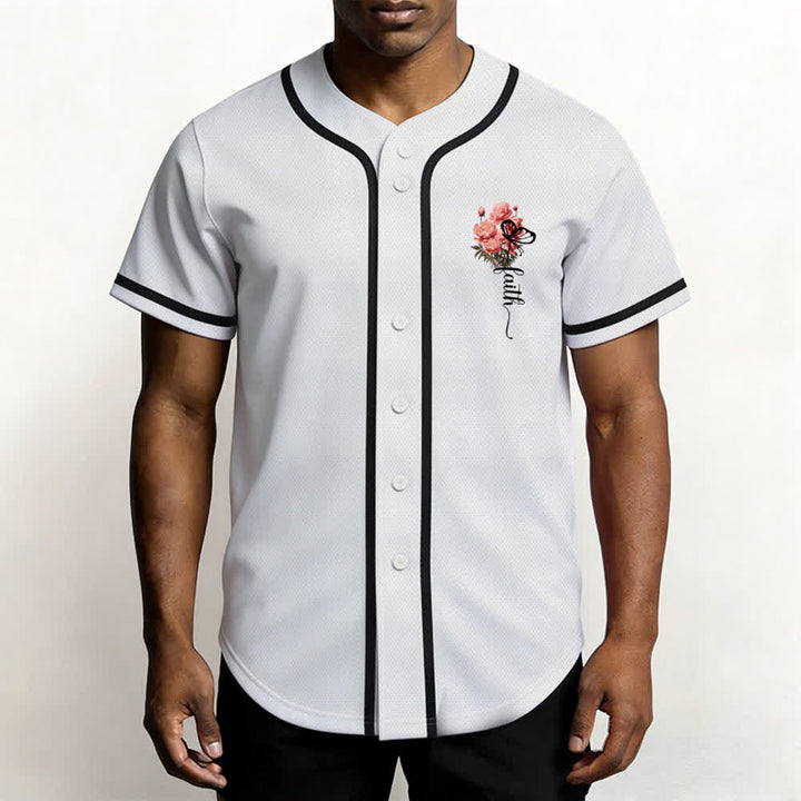 Christianartworkshop "Perhaps You Were Created For Such A Time As This" Esther 4:14 Peony Faith Print Button-Up Baseball Jersey - image 4
