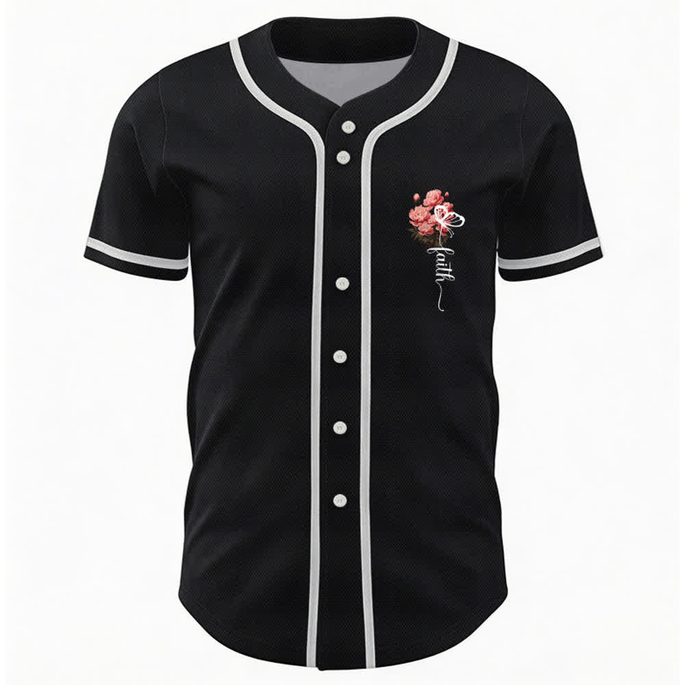Christianartworkshop "Perhaps You Were Created For Such A Time As This" Esther 4:14 Peony Faith Print Button-Up Baseball Jersey - image 9