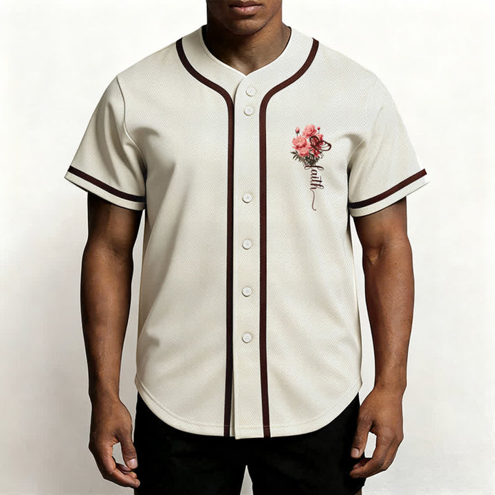 Christianartworkshop "Perhaps You Were Created For Such A Time As This" Esther 4:14 Peony Faith Print Button-Up Baseball Jersey - image 18