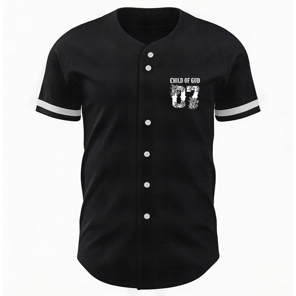 Christianartworkshop "Child Of God" Floral Filled Number 07 Button-Up Baseball Jersey - image 2