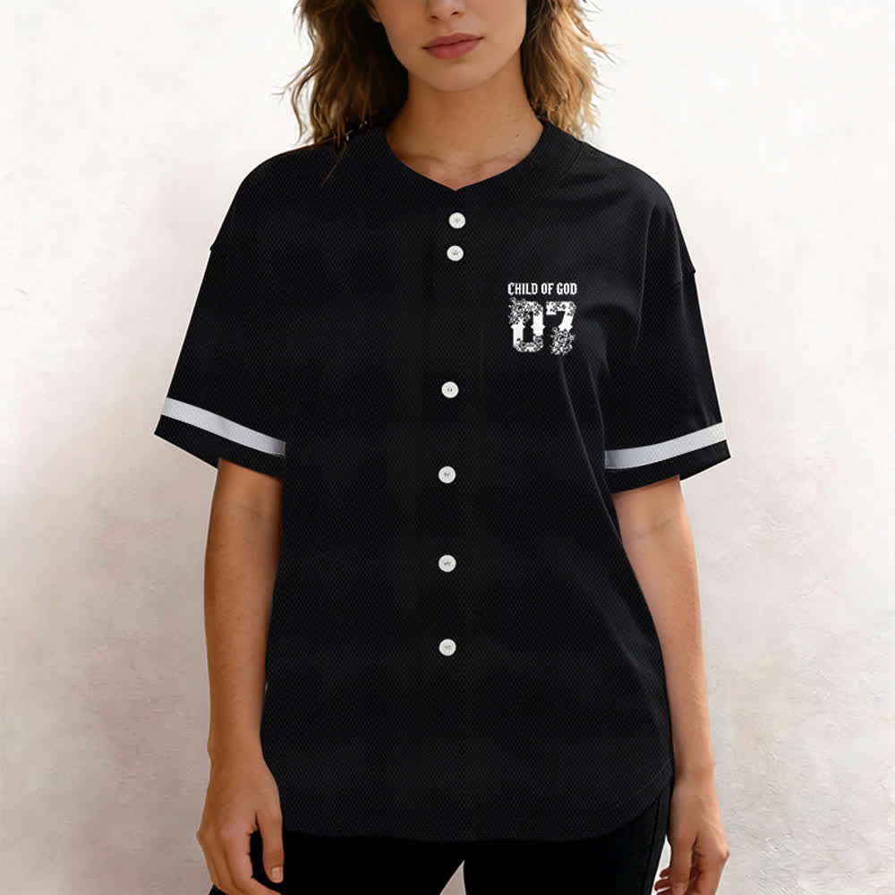 Christianartworkshop "Child Of God" Floral Filled Number 07 Button-Up Baseball Jersey - image 6