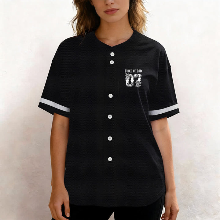 Christianartworkshop "Child Of God" Floral Filled Number 07 Button-Up Baseball Jersey - image 6