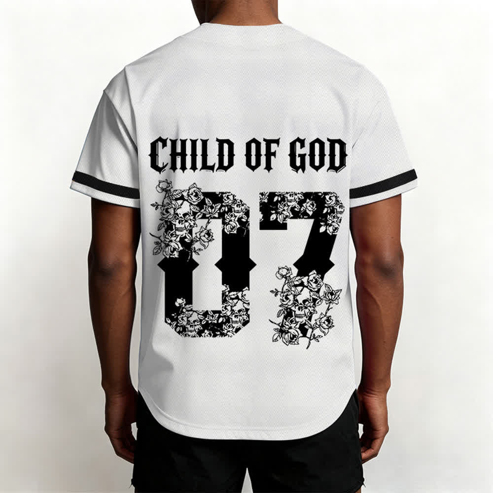 Christianartworkshop "Child Of God" Floral Filled Number 07 Button-Up Baseball Jersey - image 10