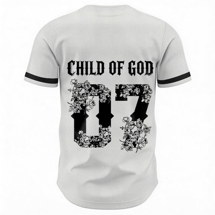 Christianartworkshop "Child Of God" Floral Filled Number 07 Button-Up Baseball Jersey - image 8