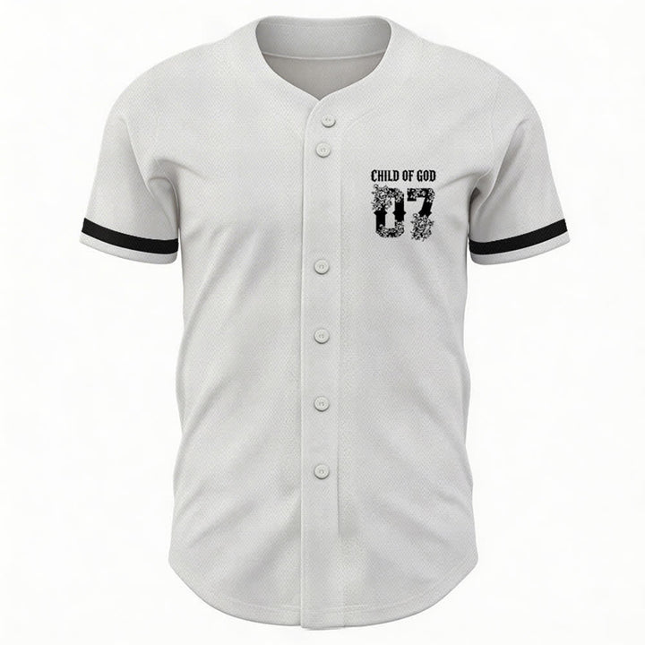 Christianartworkshop "Child Of God" Floral Filled Number 07 Button-Up Baseball Jersey - image 9
