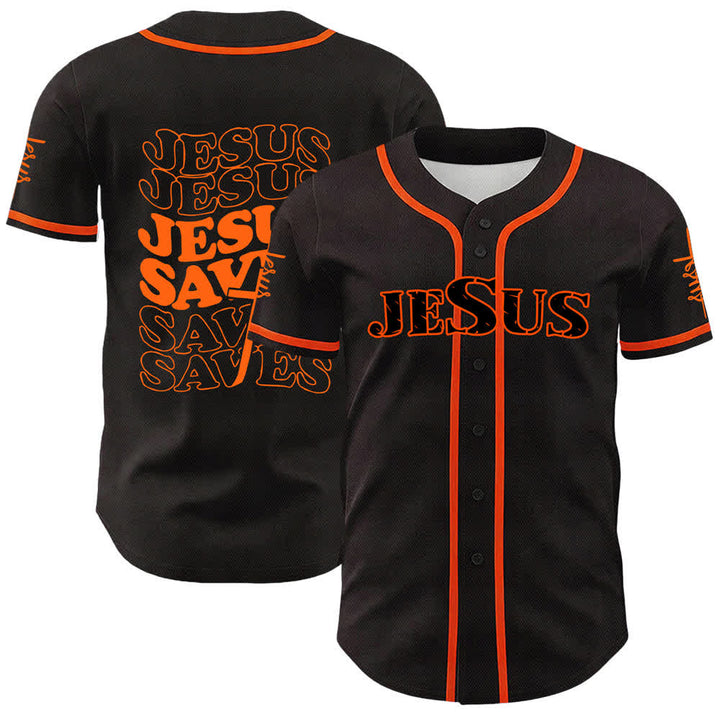 Christianartworkshop Jesus Saves Faith Statement Unisex Custom Baseball Jersey - Orange - 5XL - image 12