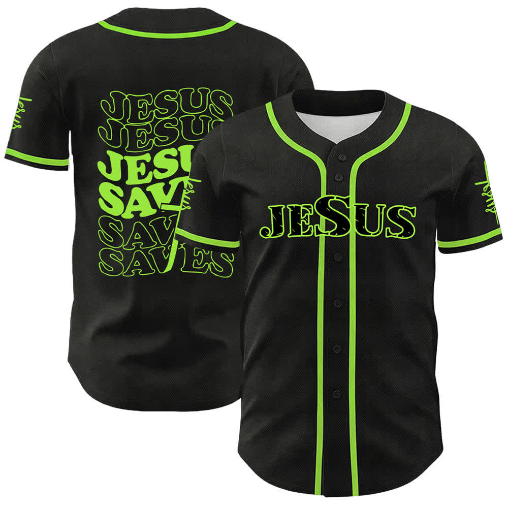 Christianartworkshop Jesus Saves Faith Statement Unisex Custom Baseball Jersey - Green - 5XL - image 18