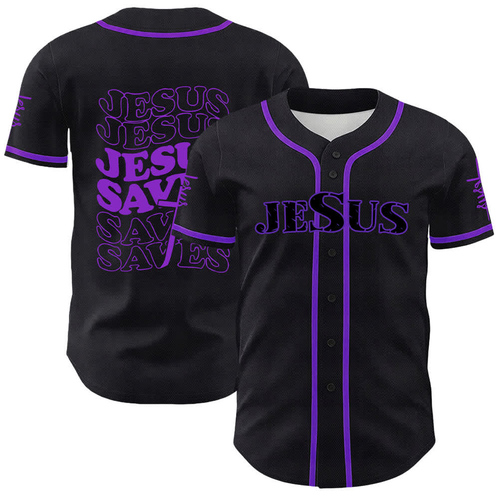 Christianartworkshop Jesus Saves Faith Statement Unisex Custom Baseball Jersey - Purple - 5XL - image 21