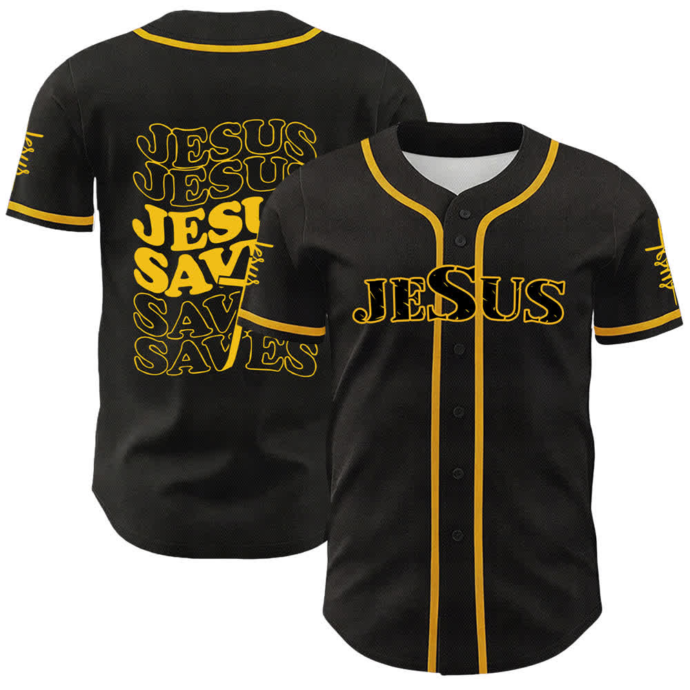 Christianartworkshop Jesus Saves Faith Statement Unisex Custom Baseball Jersey - Yellow - 5XL - image 9
