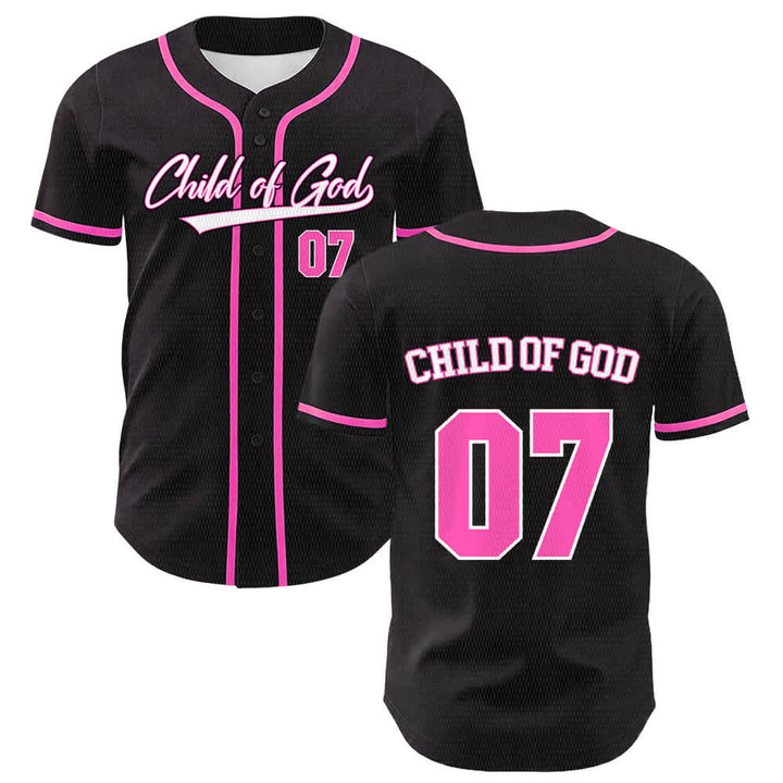 Christianartworkshop Child Of God Number 07 Unisex Baseball Jersey - Pink - 5XL - image 6