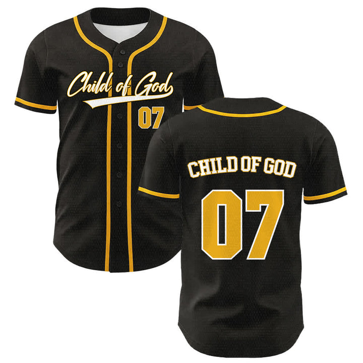 Christianartworkshop Child Of God Number 07 Unisex Baseball Jersey - Yellow - 5XL - image 0