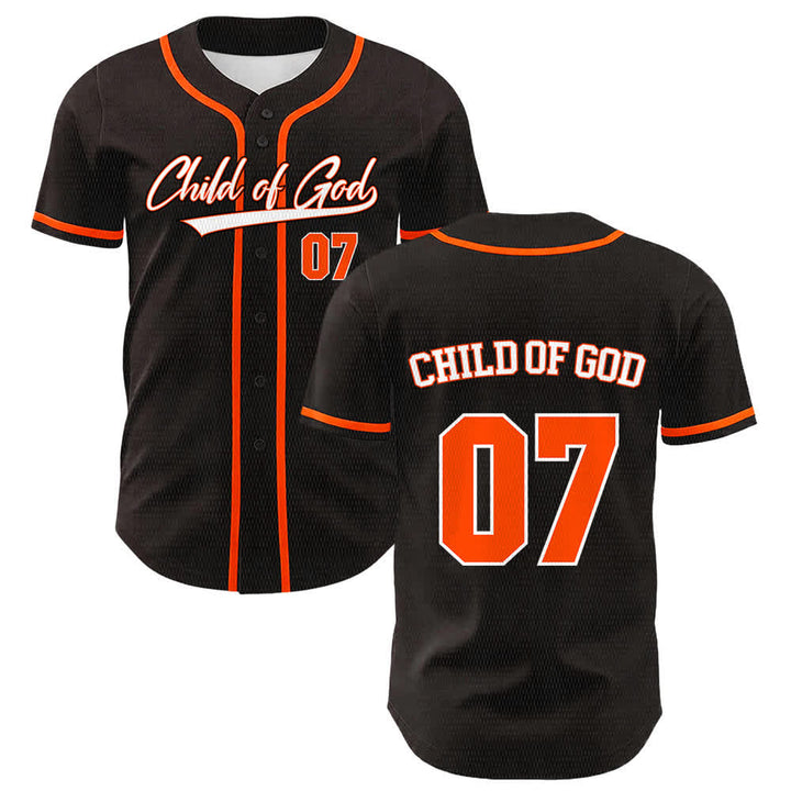 Christianartworkshop Child Of God Number 07 Unisex Baseball Jersey - Orange - 5XL - image 15