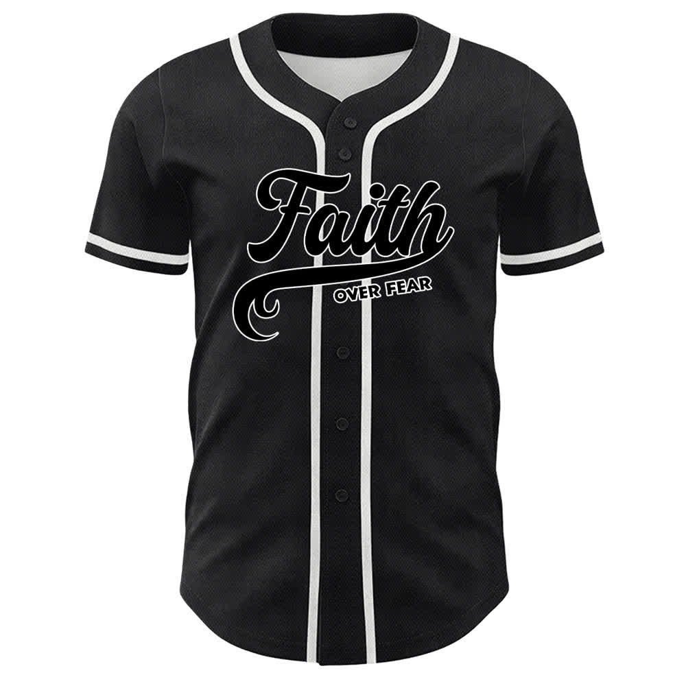 Christianartworkshop Faith Over Fear Lamb Cross Skull Graphic Unisex Baseball Jersey - image 23