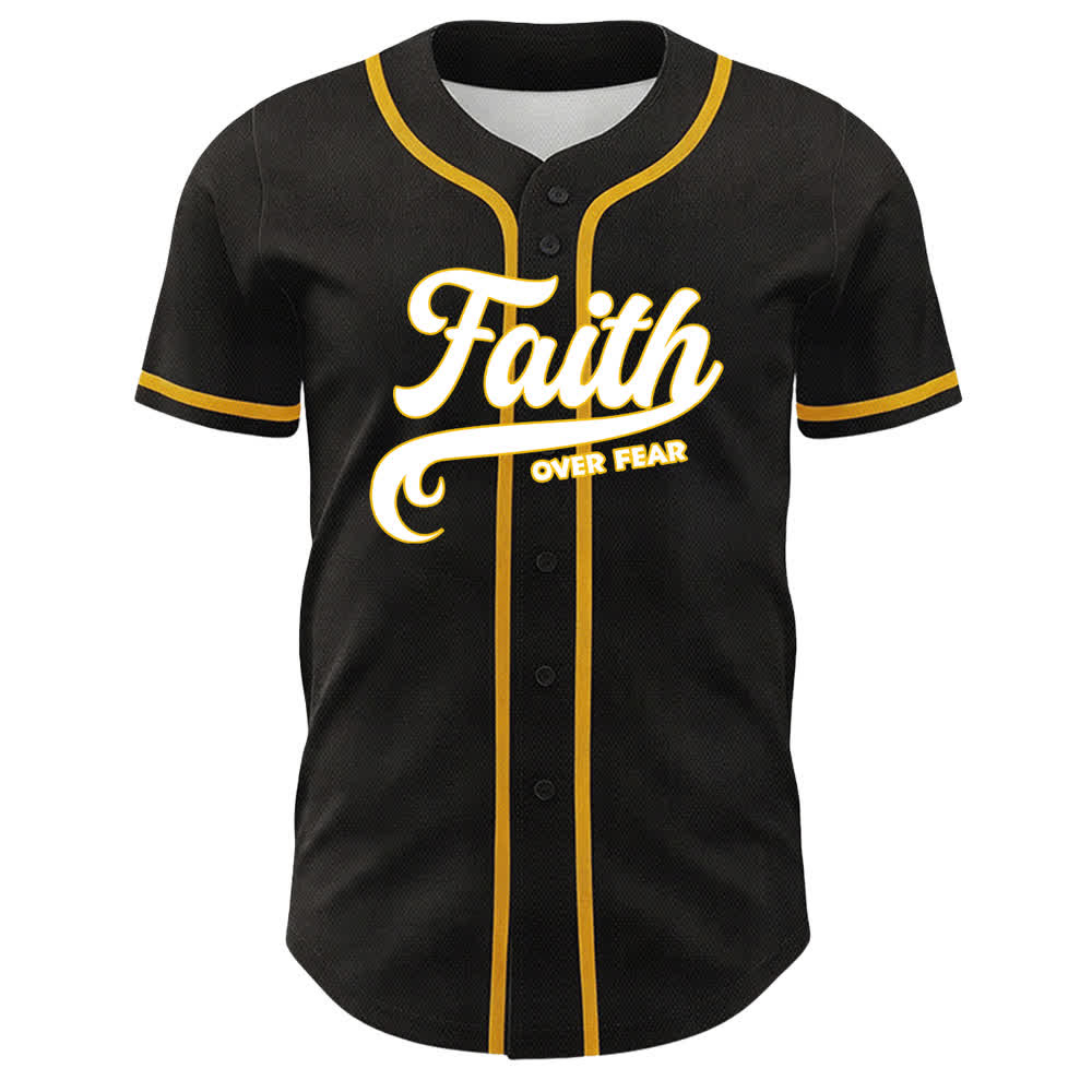 Christianartworkshop Faith Over Fear Lamb Cross Skull Graphic Unisex Baseball Jersey - image 2
