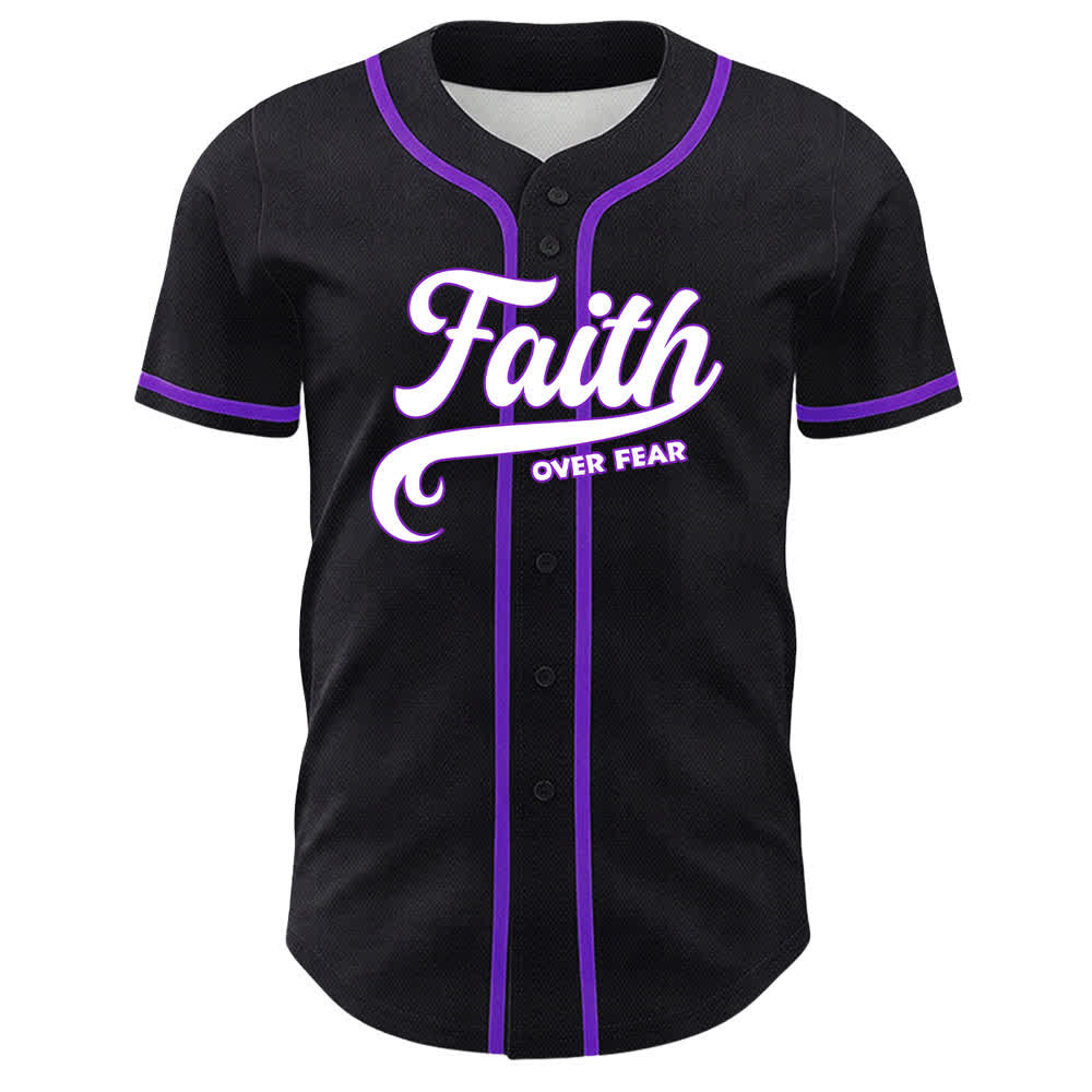 Christianartworkshop Faith Over Fear Lamb Cross Skull Graphic Unisex Baseball Jersey - image 14