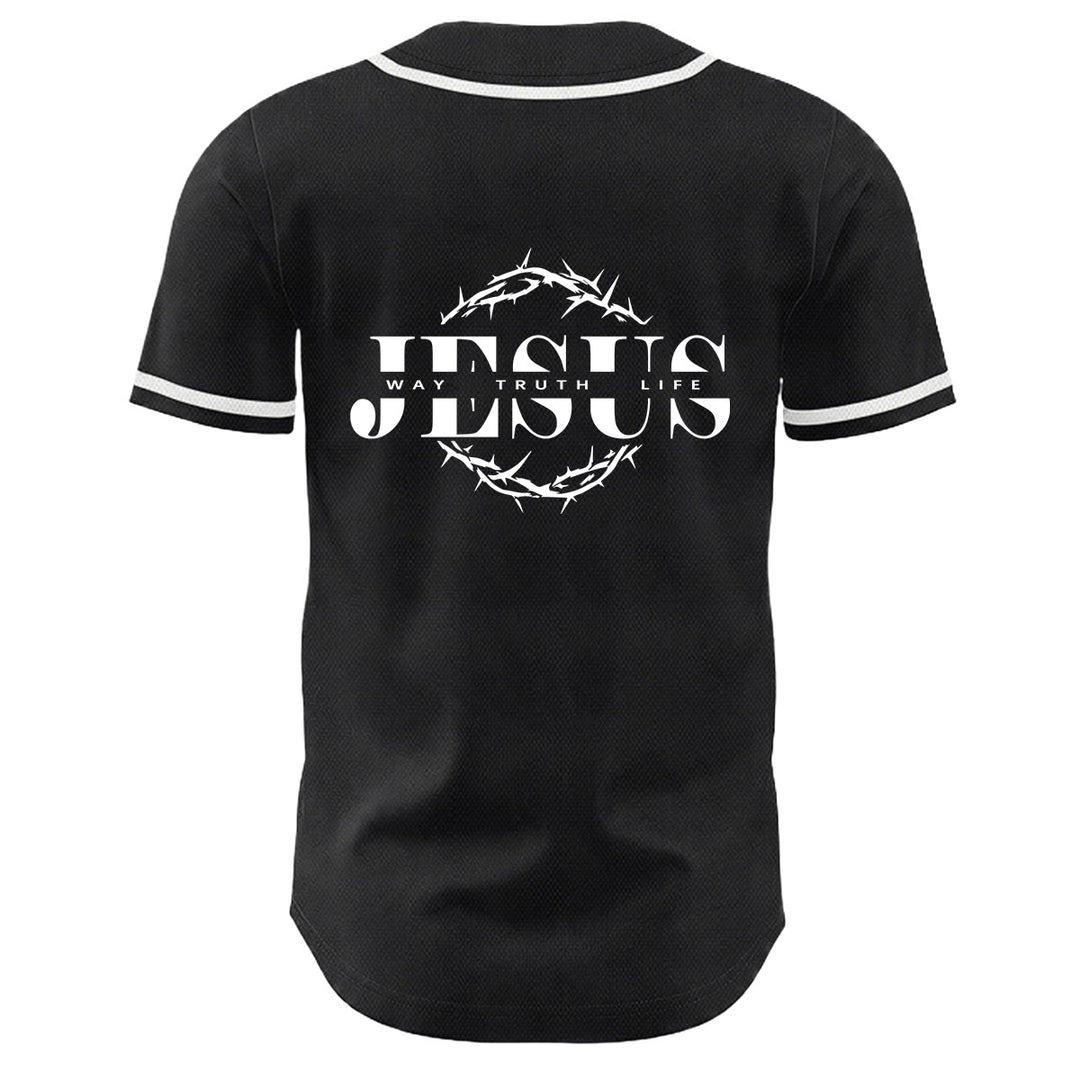 Christianartworkshop Thorn Crown Jesus Way Truth Life Graphic Unisex Baseball Jersey - image 10