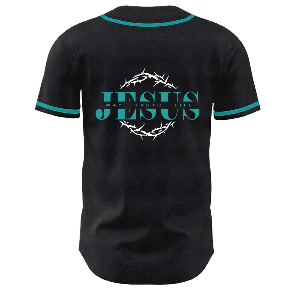 Christianartworkshop Thorn Crown Jesus Way Truth Life Graphic Unisex Baseball Jersey - image 1