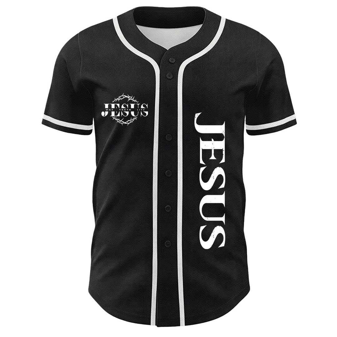 Christianartworkshop Thorn Crown Jesus Way Truth Life Graphic Unisex Baseball Jersey - image 11