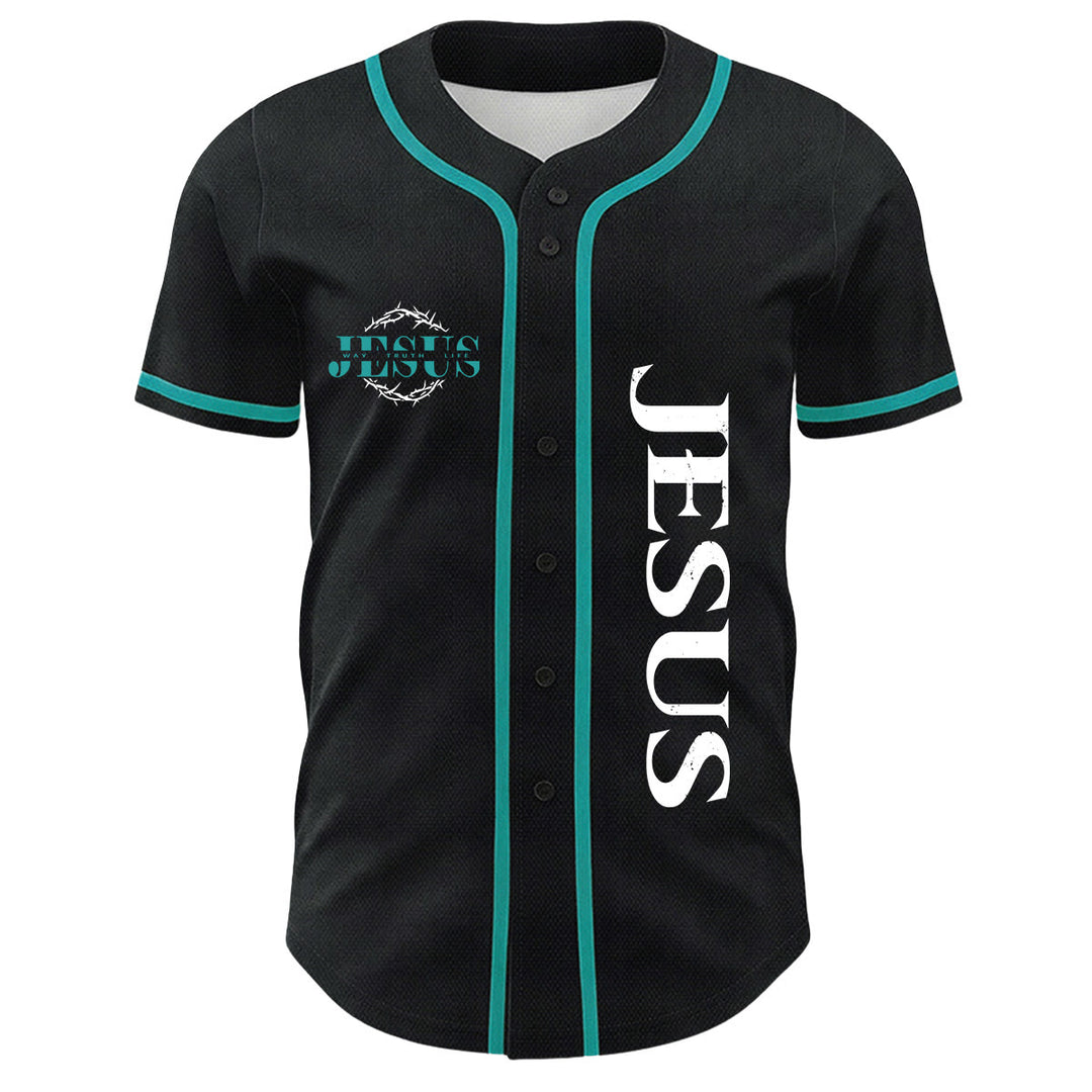 Christianartworkshop Thorn Crown Jesus Way Truth Life Graphic Unisex Baseball Jersey - image 2