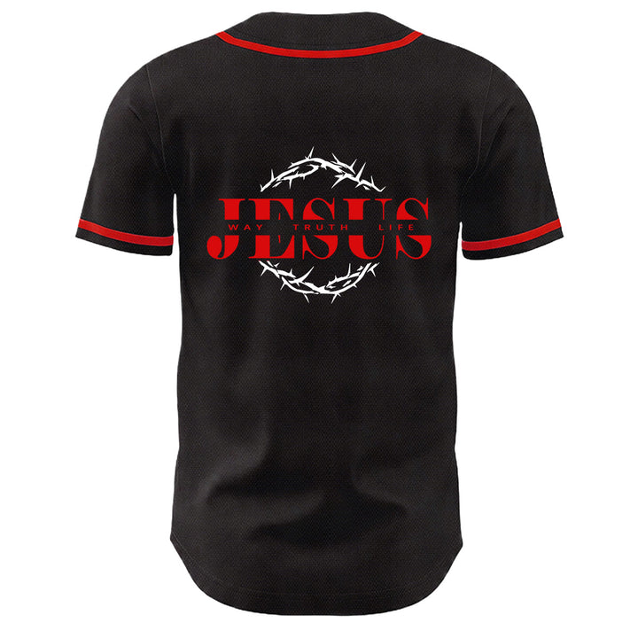 Christianartworkshop Thorn Crown Jesus Way Truth Life Graphic Unisex Baseball Jersey - image 16