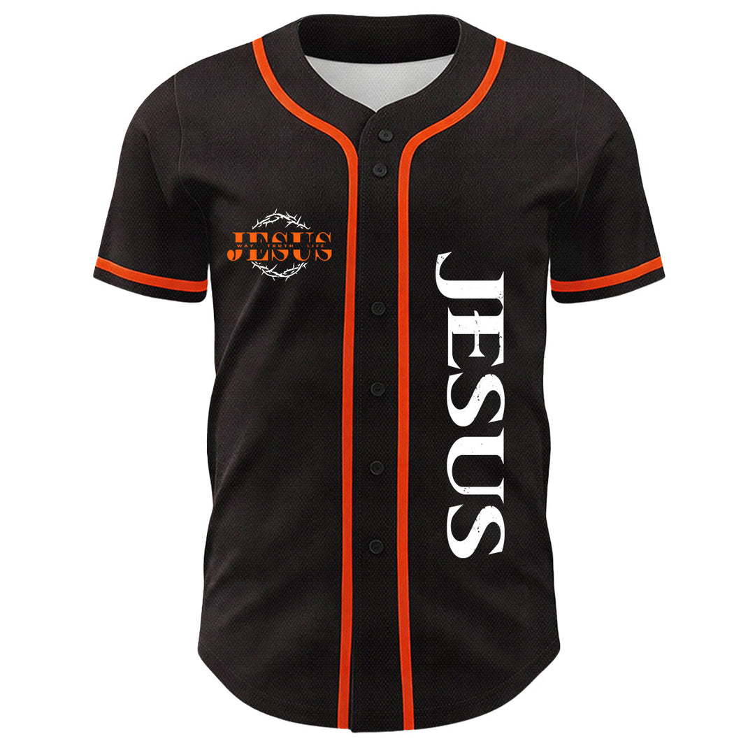 Christianartworkshop Thorn Crown Jesus Way Truth Life Graphic Unisex Baseball Jersey - image 20