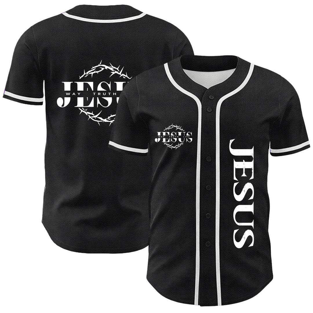 Christianartworkshop Thorn Crown Jesus Way Truth Life Graphic Unisex Baseball Jersey - White - 5XL - image 9