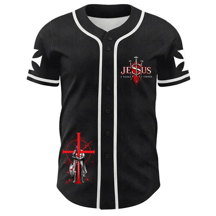 Christianartworkshop Powered By God Warrior Angel Knight Cross Christian Baseball Jersey - image 14