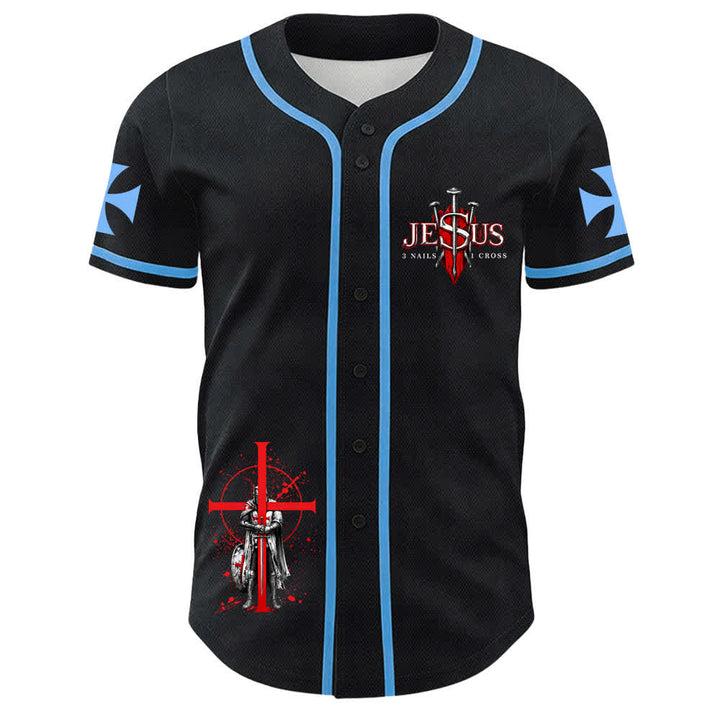 Christianartworkshop Powered By God Warrior Angel Knight Cross Christian Baseball Jersey - image 11