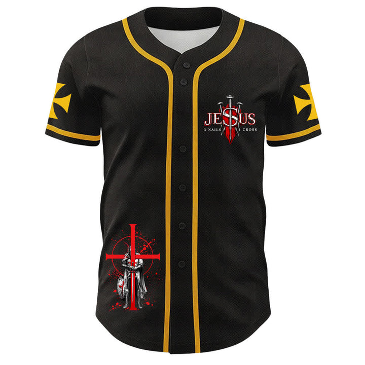 Christianartworkshop Powered By God Warrior Angel Knight Cross Christian Baseball Jersey - image 5