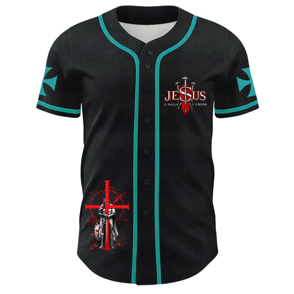 Christianartworkshop Powered By God Warrior Angel Knight Cross Christian Baseball Jersey - image 8