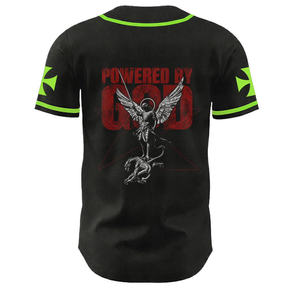Christianartworkshop Powered By God Warrior Angel Knight Cross Christian Baseball Jersey - image 22