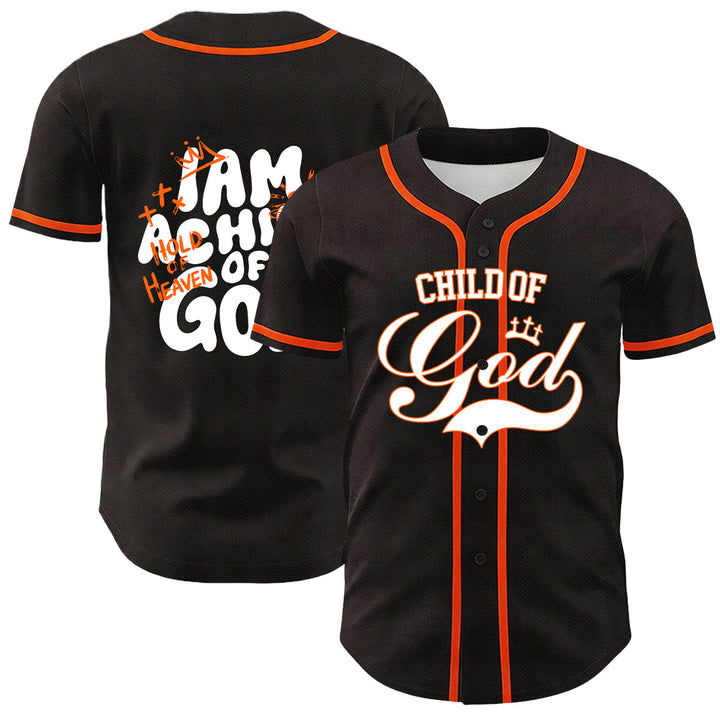 Christianartworkshop I Am A Child Of God Lamb Crown Graphic Unisex Baseball Jersey - Orange - 5XL - image 18
