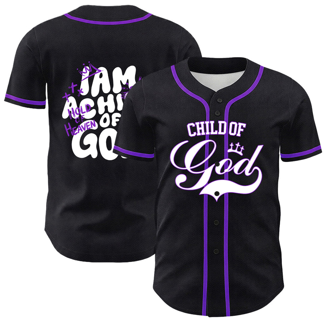 Christianartworkshop I Am A Child Of God Lamb Crown Graphic Unisex Baseball Jersey - Purple - 5XL - image 0