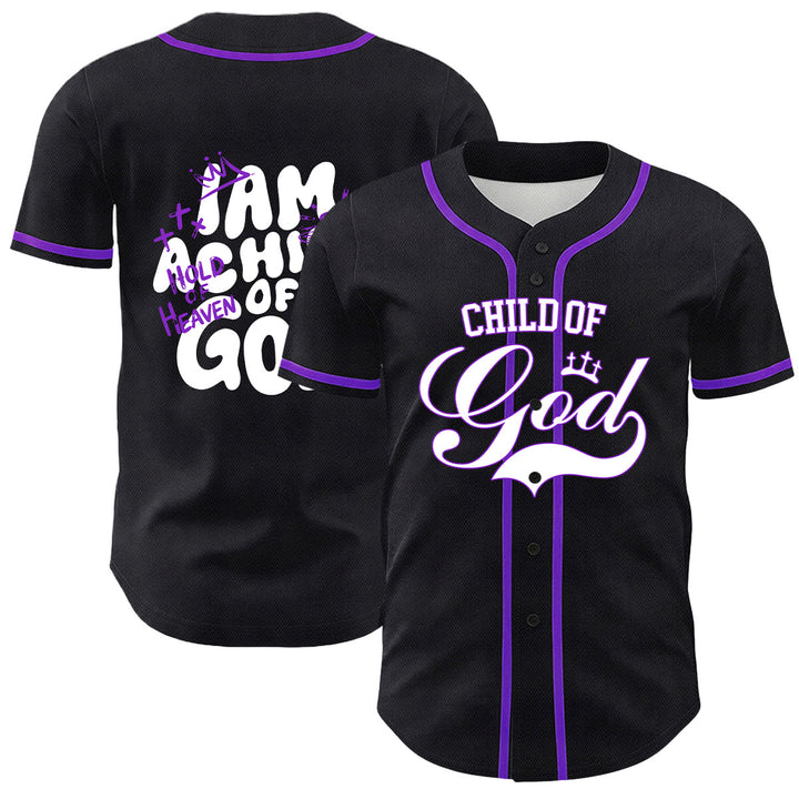 Christianartworkshop I Am A Child Of God Lamb Crown Graphic Unisex Baseball Jersey - Purple - 5XL - image 0