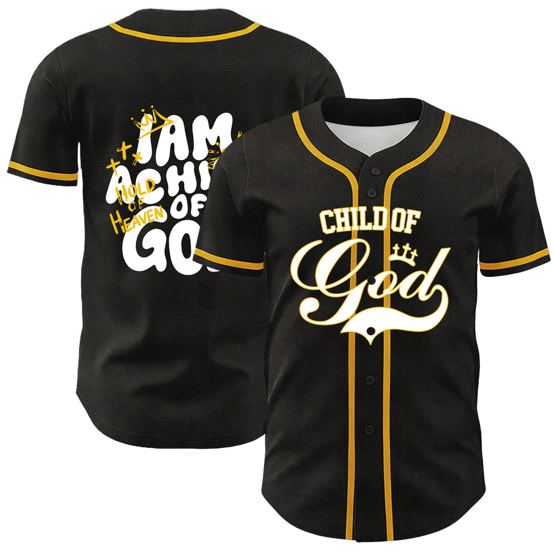 Christianartworkshop I Am A Child Of God Lamb Crown Graphic Unisex Baseball Jersey - Yellow - 5XL - image 3
