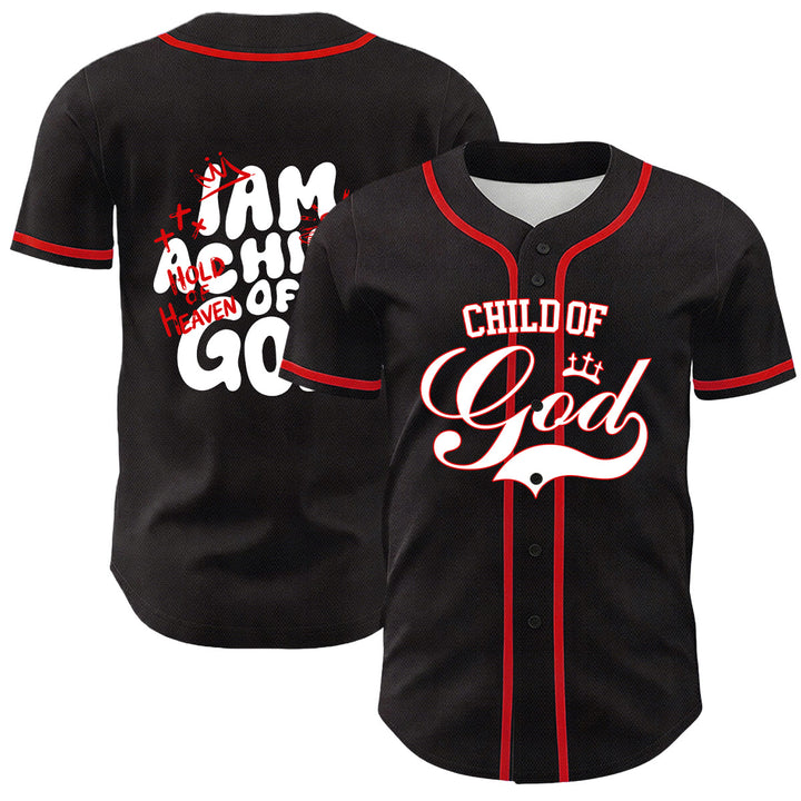 Christianartworkshop I Am A Child Of God Lamb Crown Graphic Unisex Baseball Jersey - Red - 5XL - image 15