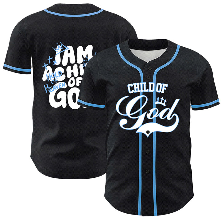 Christianartworkshop I Am A Child Of God Lamb Crown Graphic Unisex Baseball Jersey - Blue - 5XL - image 6