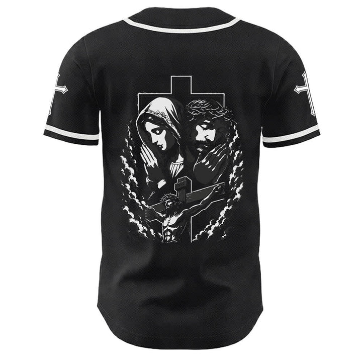 Christianartworkshop Jesus Virgin Mary Crucifix Cross Christian Unisex Baseball Jersey - image 28