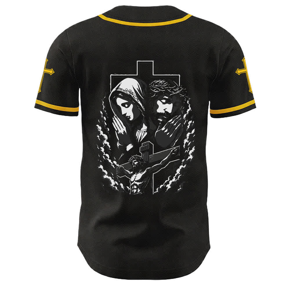 Christianartworkshop Jesus Virgin Mary Crucifix Cross Christian Unisex Baseball Jersey - image 34